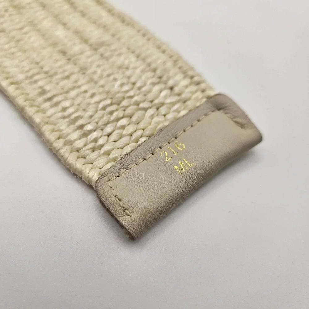 Wrap Belt Woven Raffia Vintage Ivory 55in Wrapped Round Buckle Boho Chic